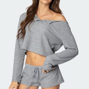 Teddy Cropped Waffle Top