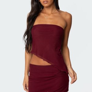 Vivi Mesh Asymmetric Tube Top