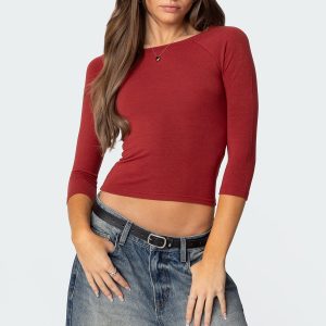 Mary Quarter Sleeve Wide Neck Top