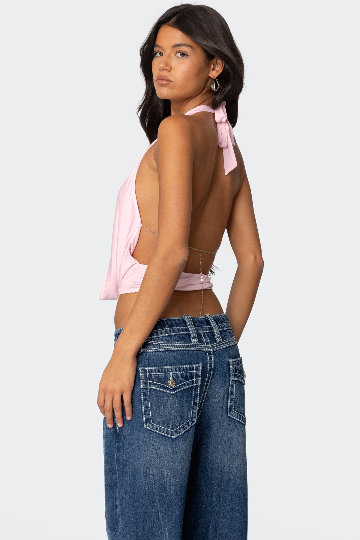 Deep Cowl Neck Open Back Top - Image 5