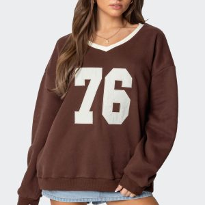 76 Oversized V Neck Sweatshirt