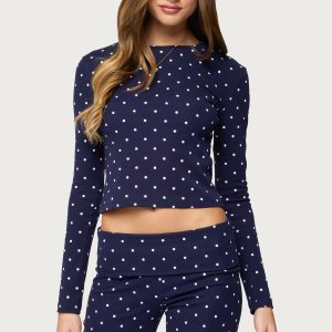 Daliya Polka Dot Long Sleeve Top