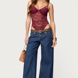 Strappy Sheer Lace Bodysuit