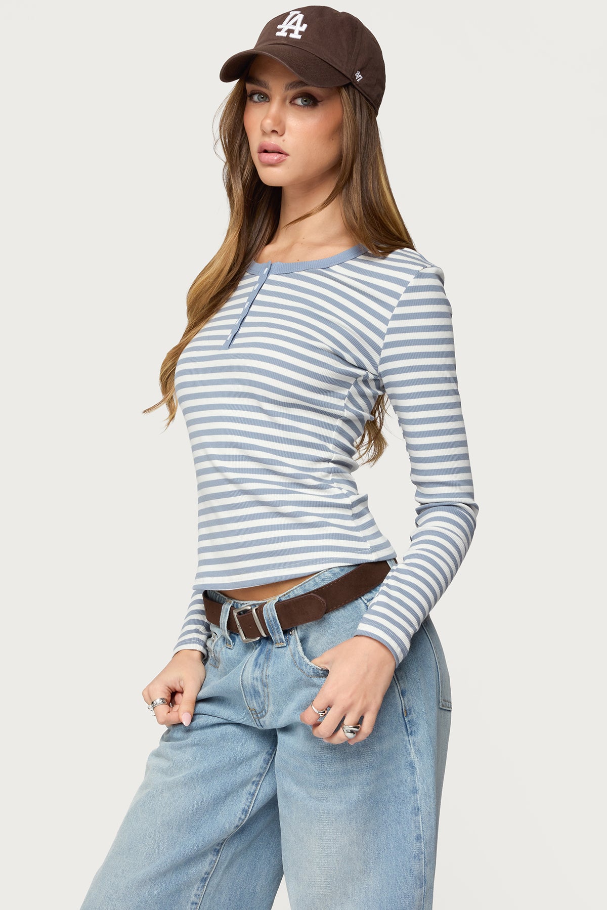 Roma Striped Henley Top - Image 3