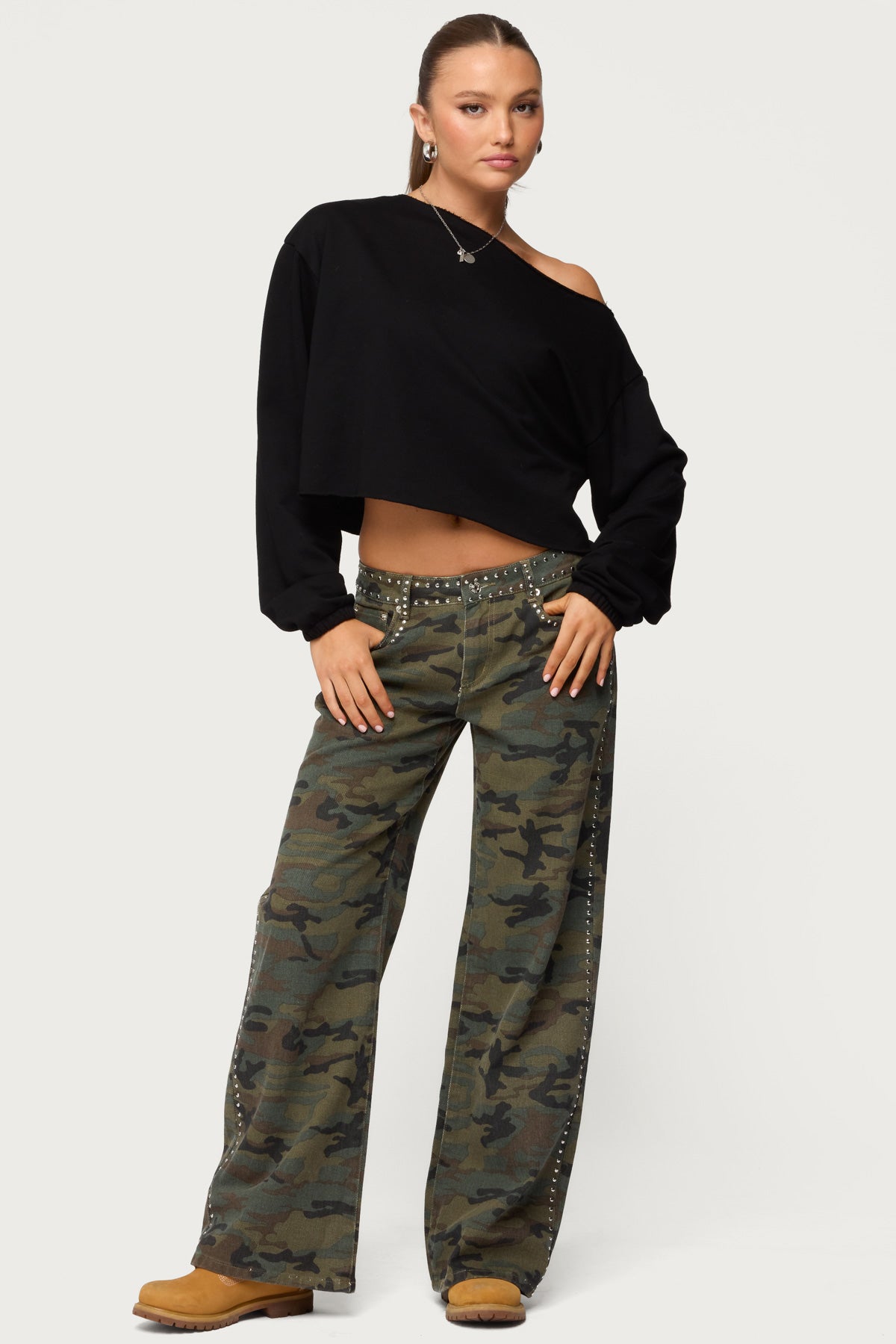 Quincy Studded Low Rise Baggy Jeans - Image 5