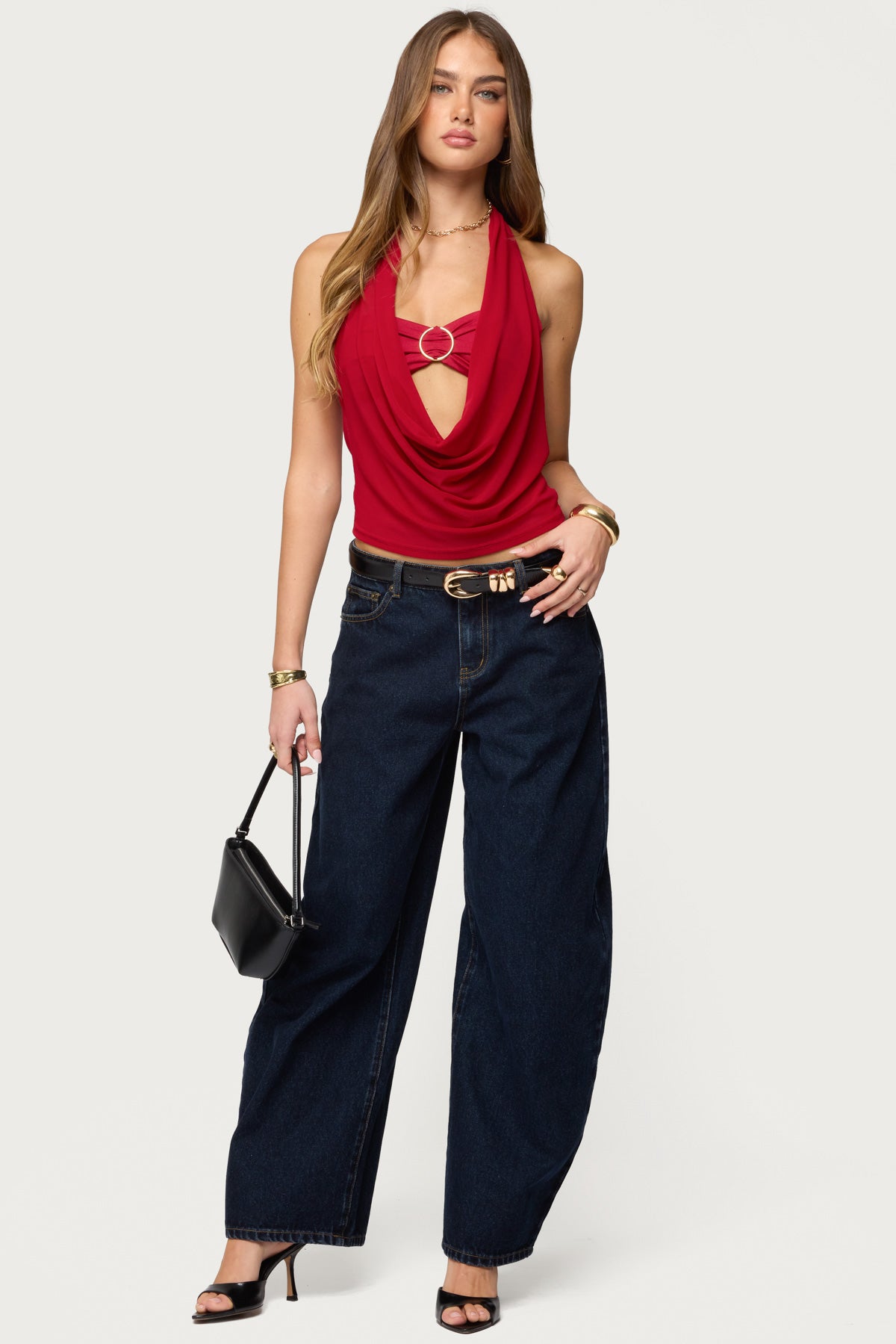 Issey Layered Bandeau Cowl Neck Top - Image 2