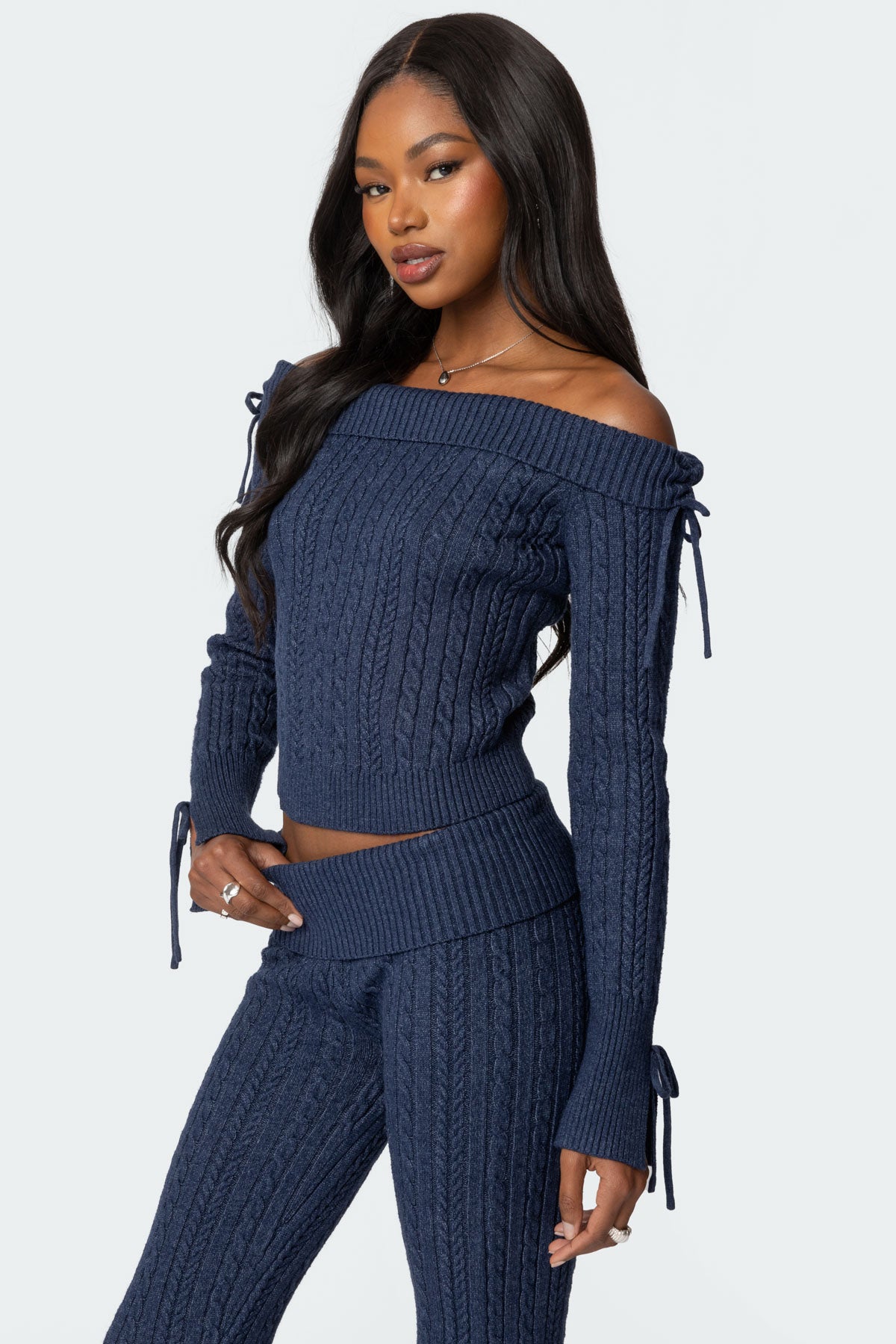 Chase Fold Over Cable Knit Top - Image 5