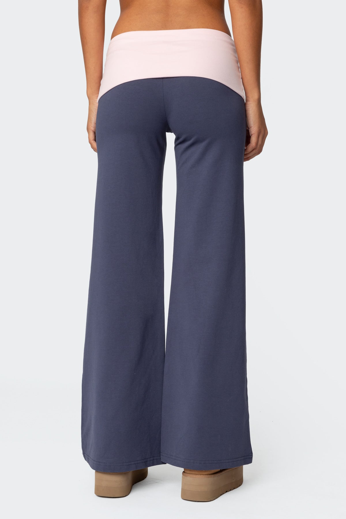 Wide Leg Contrast Fold Over Pants - Image 5