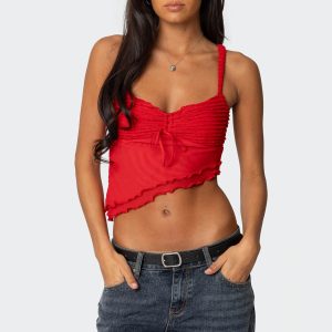 Ruffled Asymmetric Tank Top