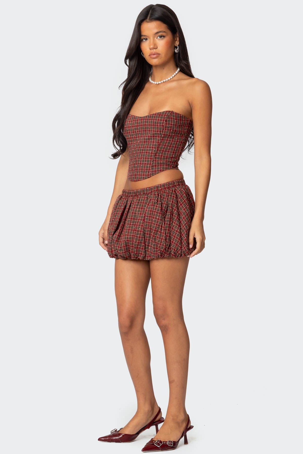 Marlene Plaid Bubble Mini Skirt - Image 3
