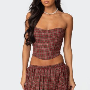 Marlene Plaid Lace Up Corset
