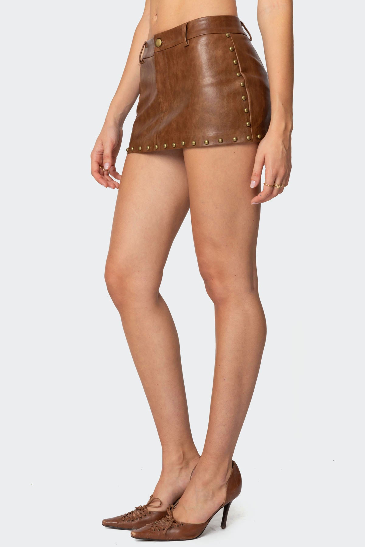 Studded Faux Leather Mini Skort - Image 4