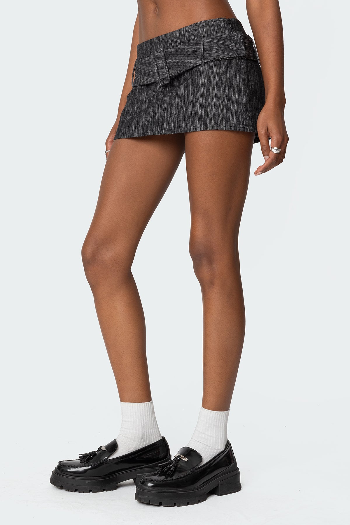 Textured Buckled Mini Skort - Image 3