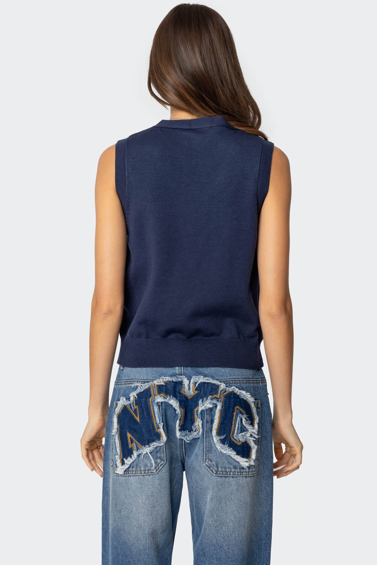 Cam Button Up Knit Vest Top - Image 5