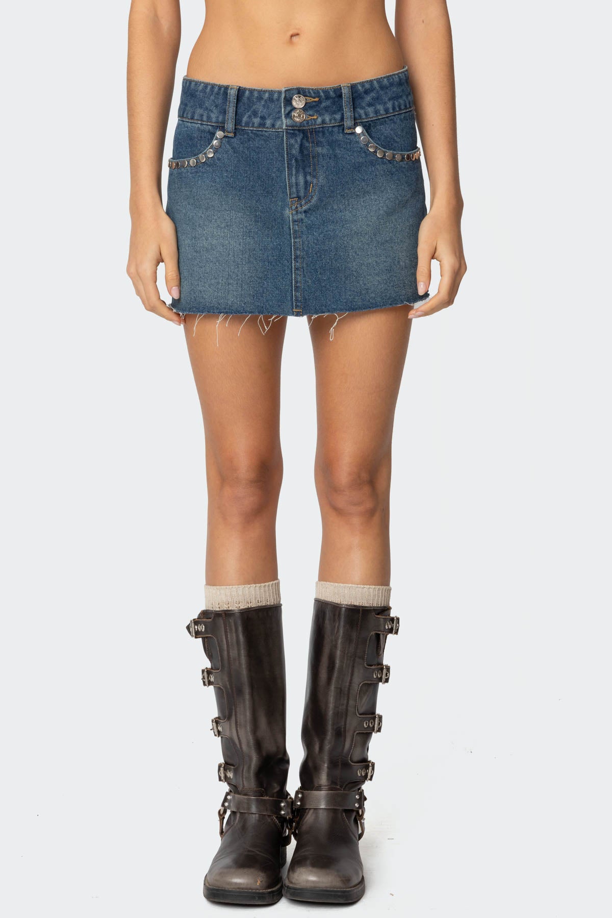 Tess Studded Denim Mini Skirt - Image 4