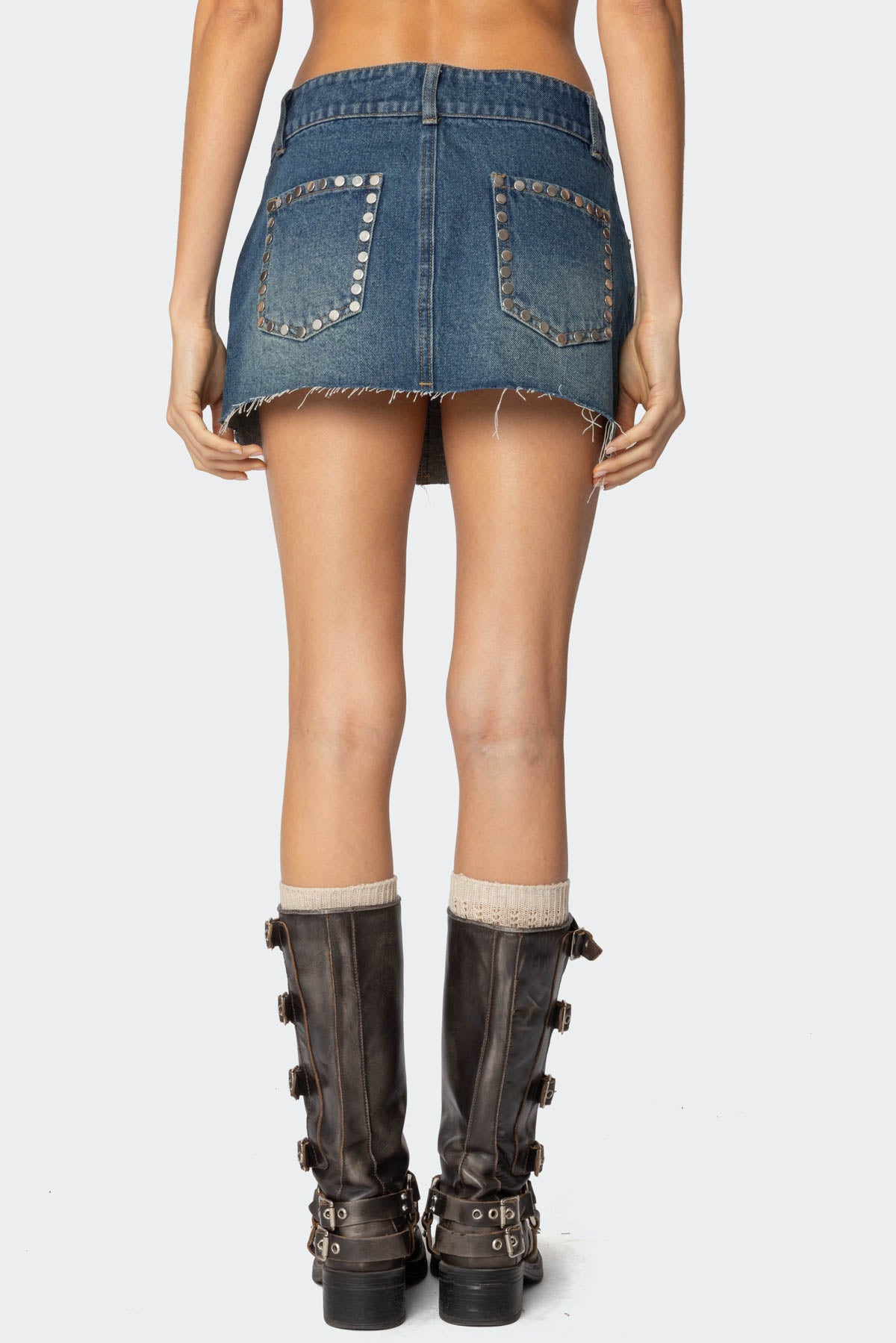 Tess Studded Denim Mini Skirt - Image 2