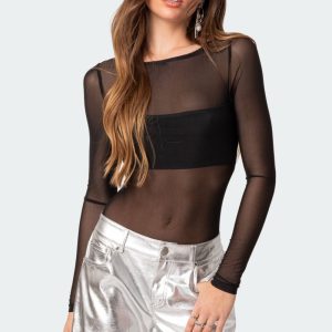 Sheer Mesh Bandeau Bodysuit
