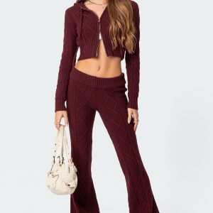 Ray Cable Knit Flared Pants