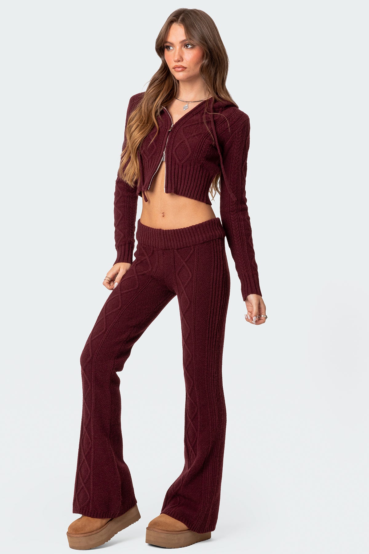 Ray Cable Knit Flared Pants - Image 3
