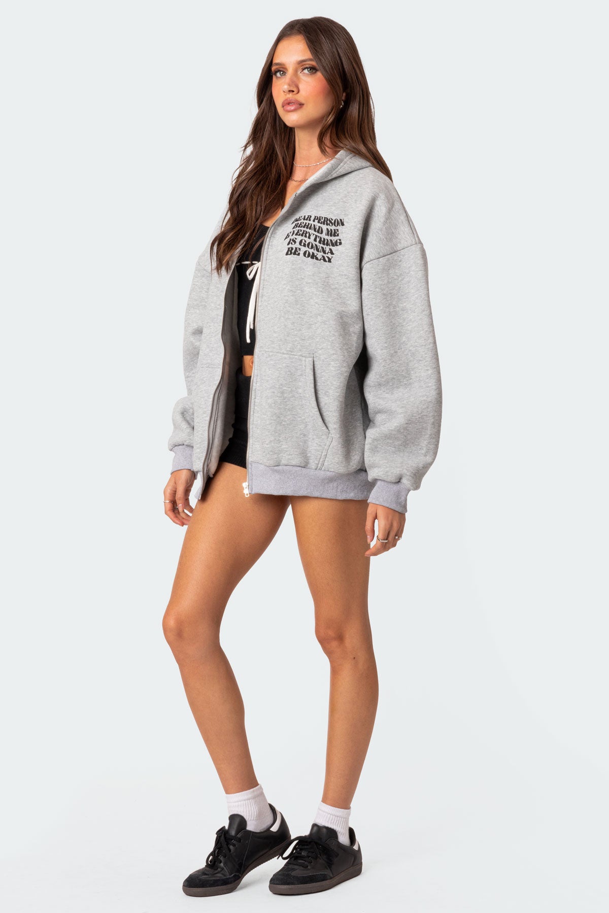 Everything'S Ok Zip Up Oversized Hoodie - Image 5