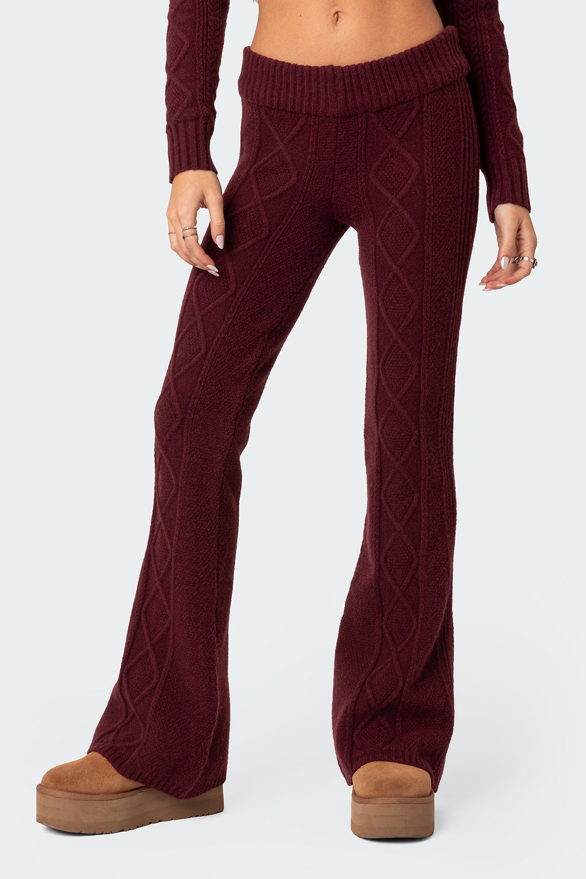 Ray Cable Knit Flared Pants - Image 5
