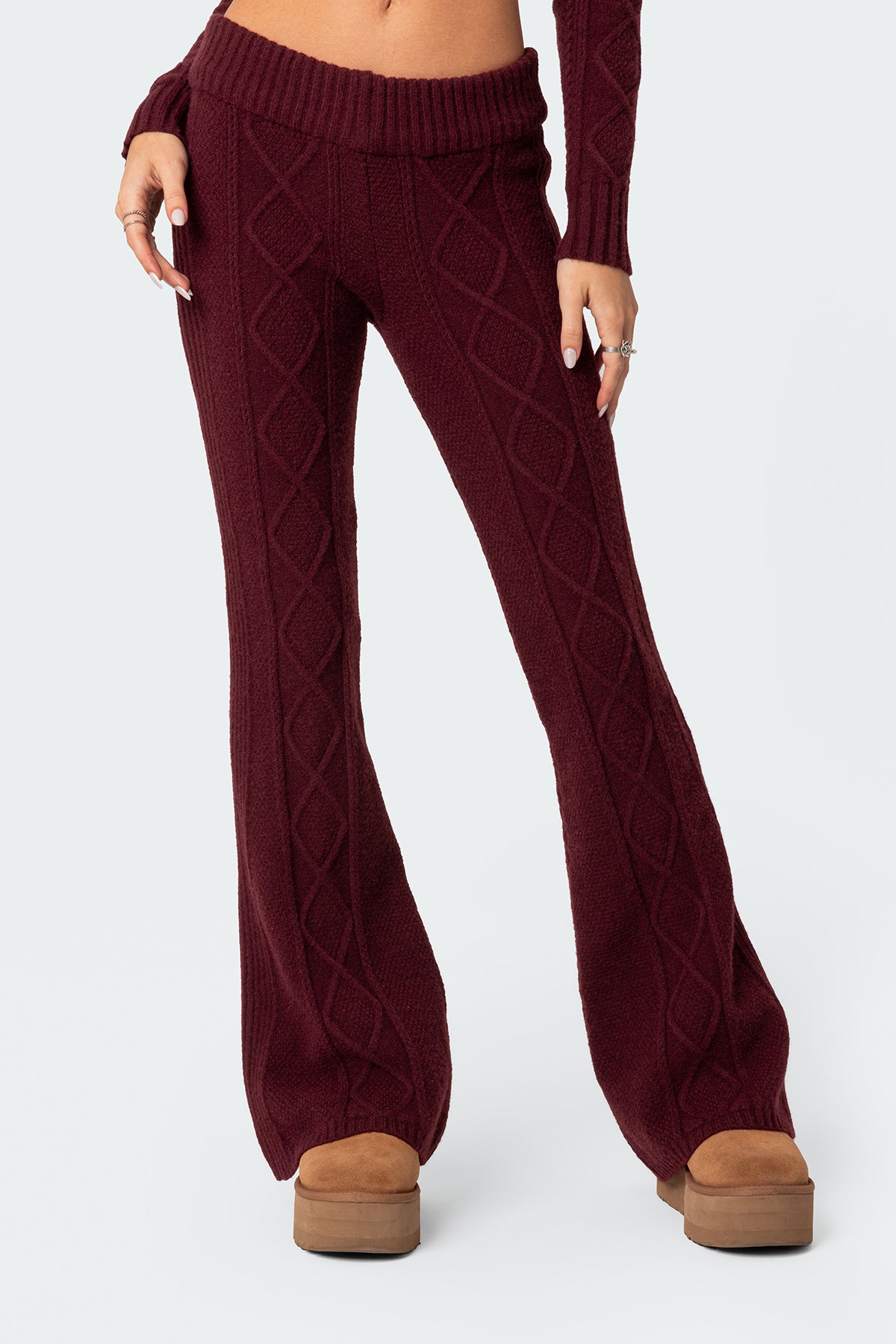Ray Cable Knit Flared Pants - Image 2