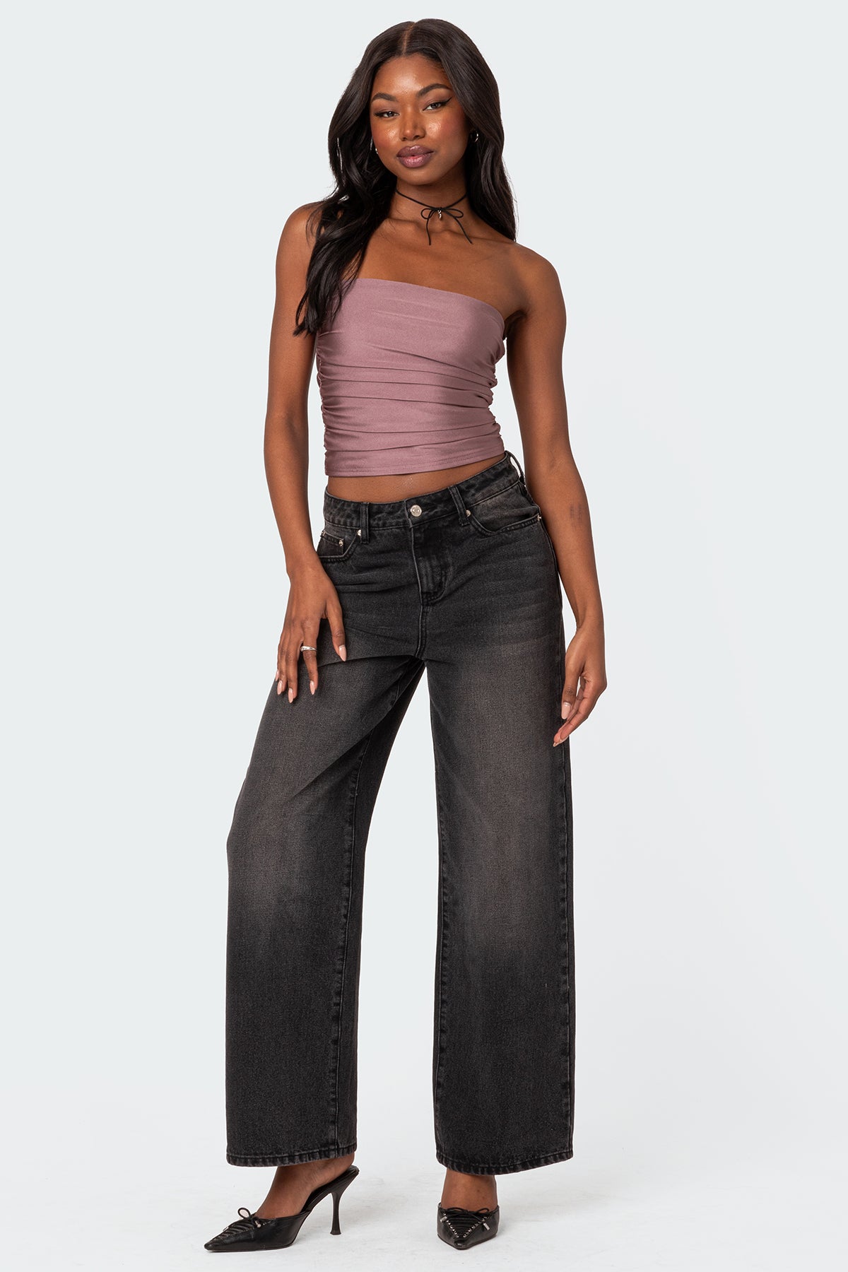 Maxeen Shiny Gathered Tube Top - Image 5