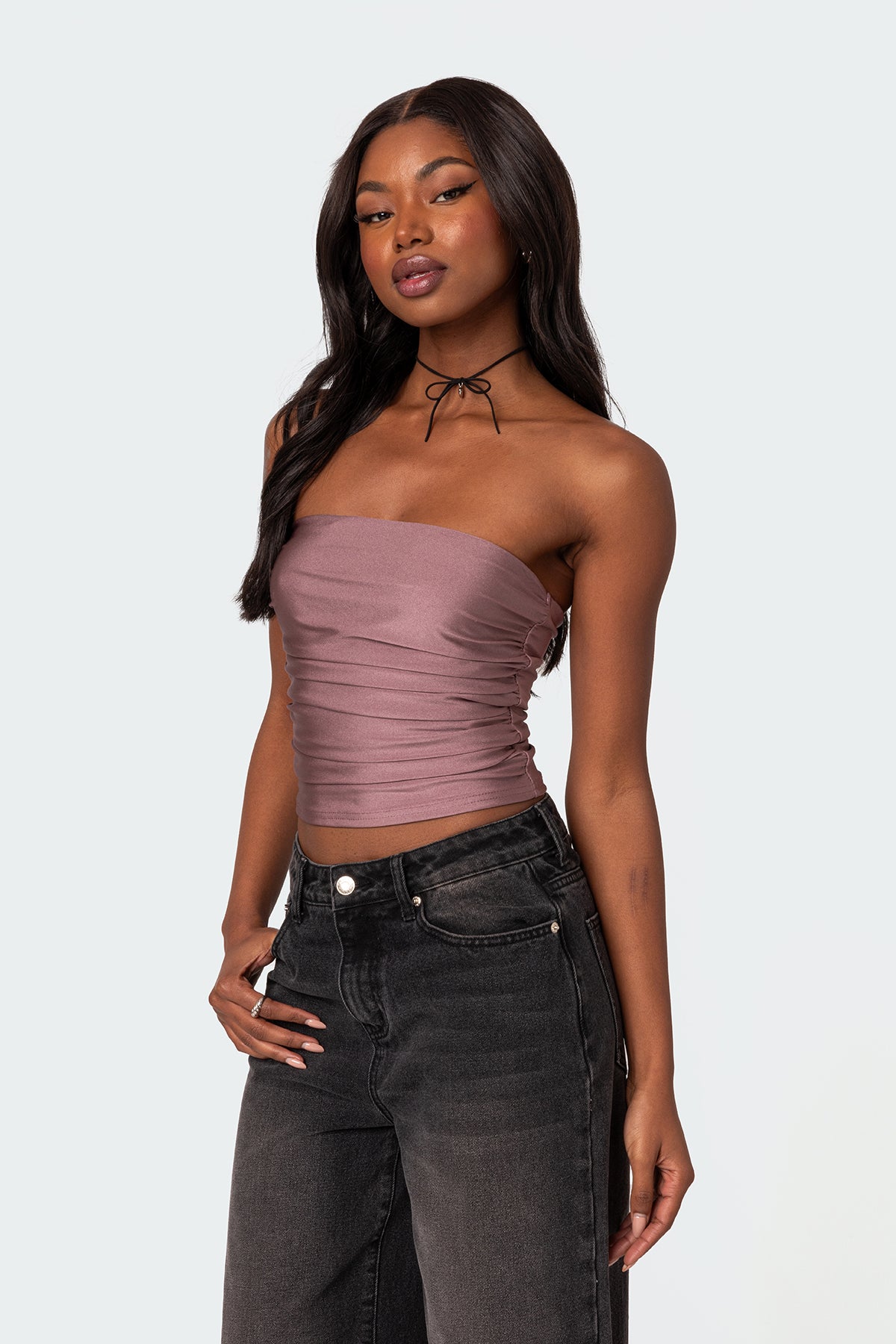 Maxeen Shiny Gathered Tube Top - Image 3