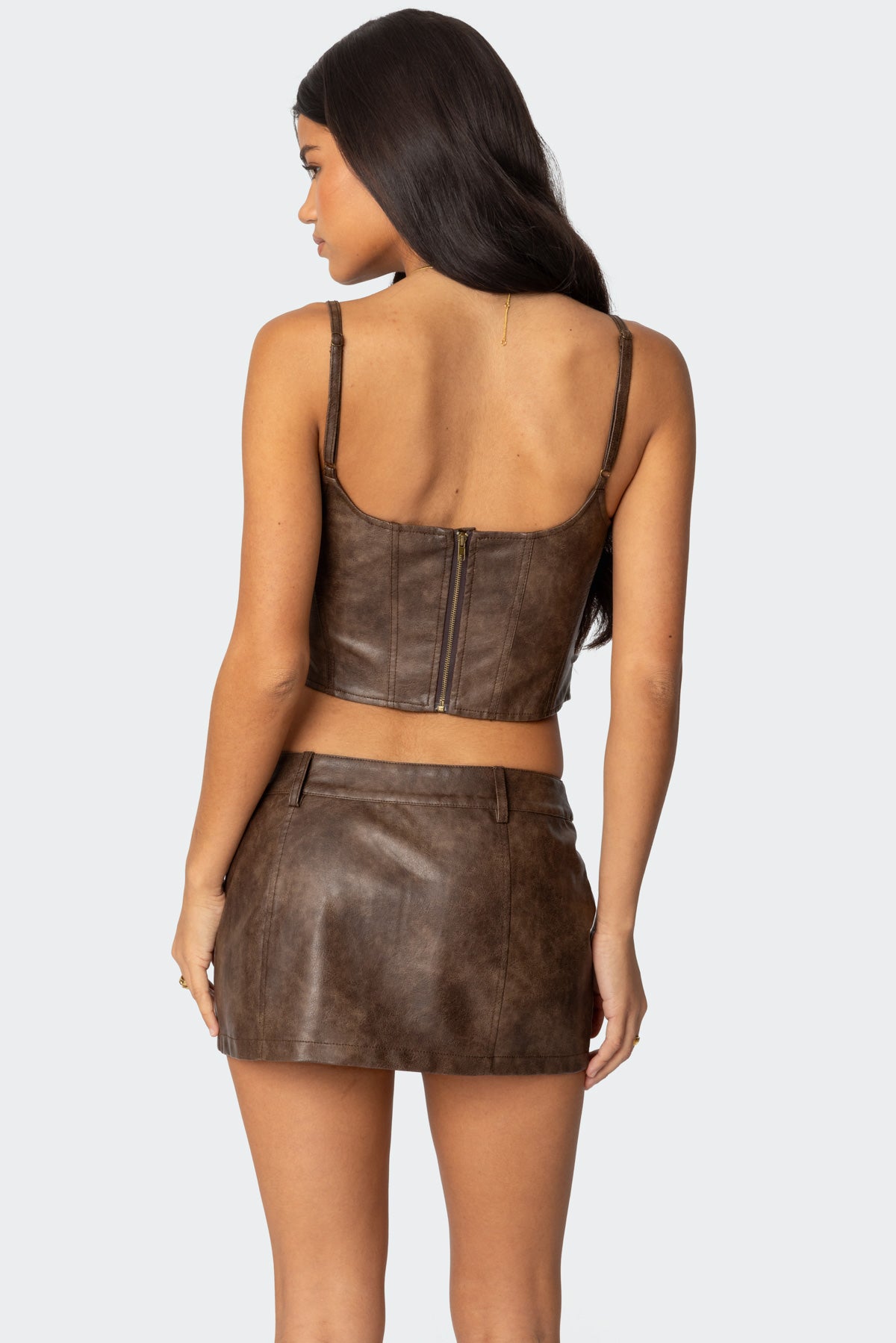 Scout Zip Up Faux Leather Corset - Image 5