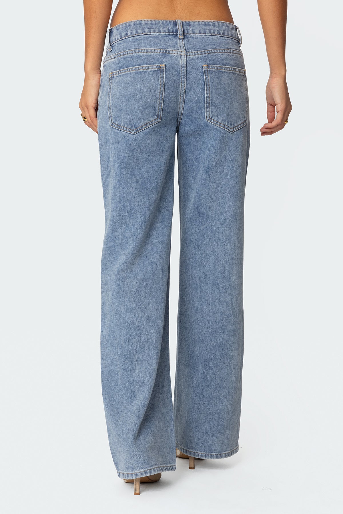 Faux Suede Stripe Low Rise Jeans - Image 5