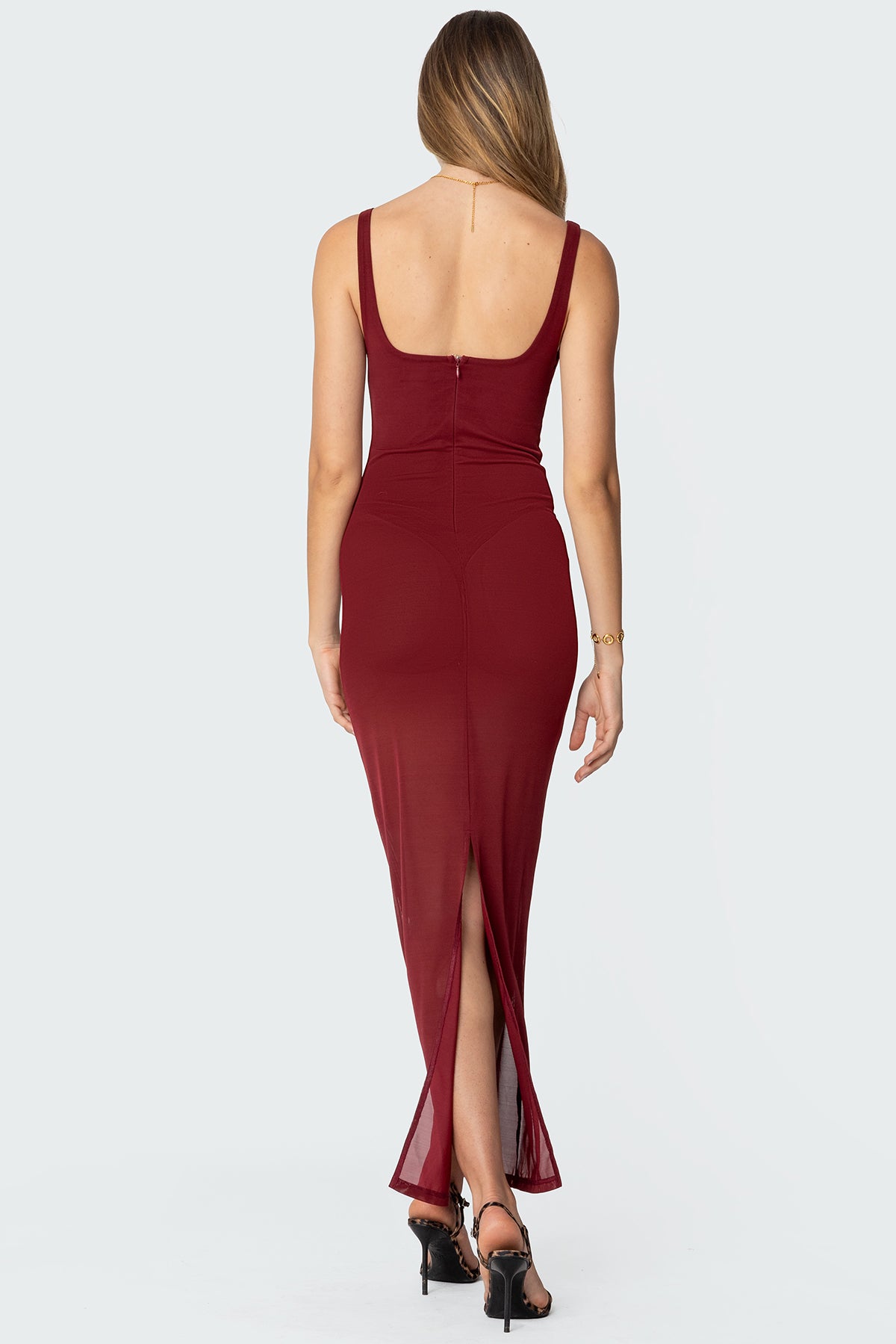 Mesh Built In Bodysuit Maxi Dress - Image 4