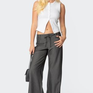 Mayla Wide Leg Pinstripe Trousers
