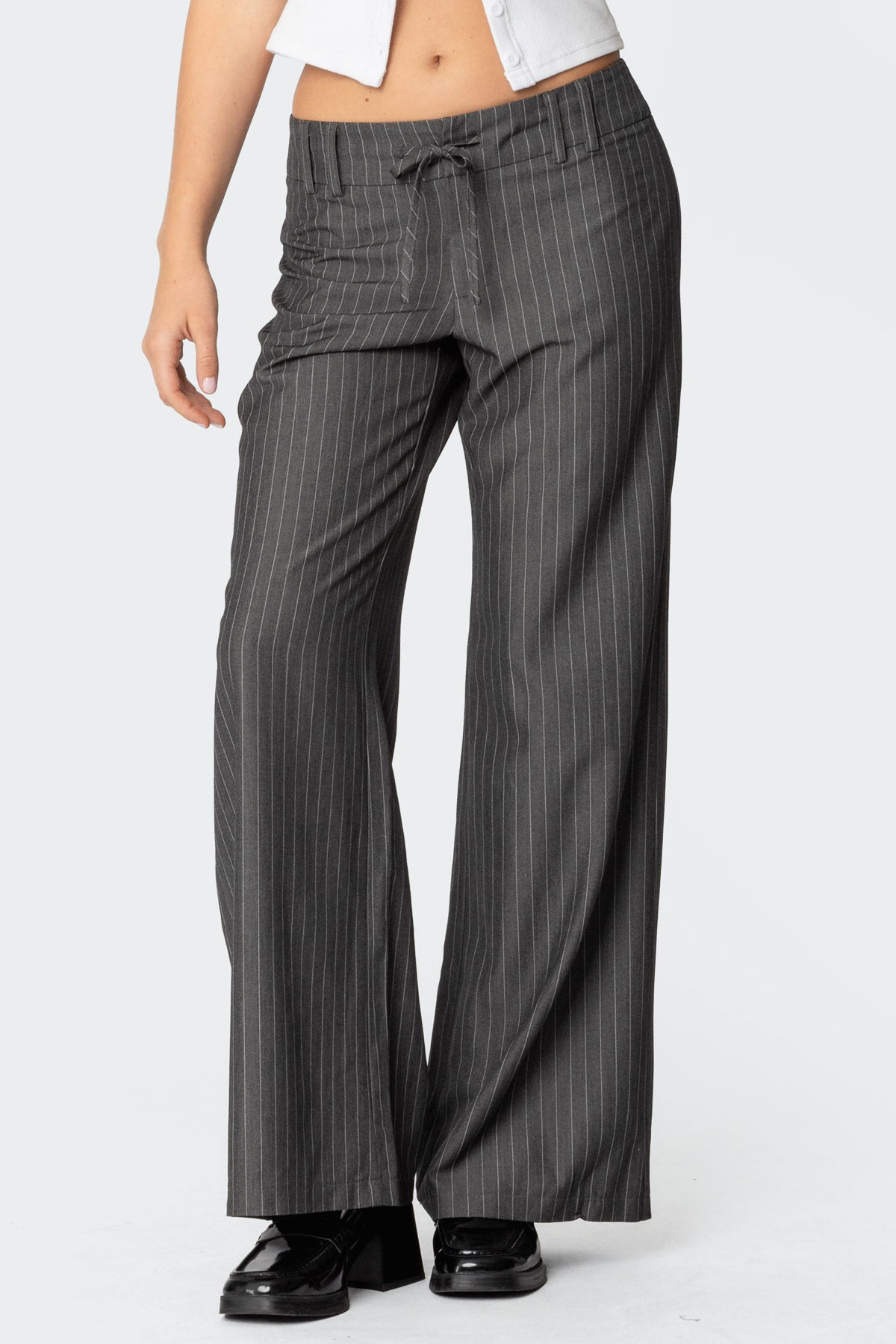 Mayla Wide Leg Pinstripe Trousers - Image 2