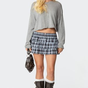 Golda Plaid Ruffle Mini Skirt