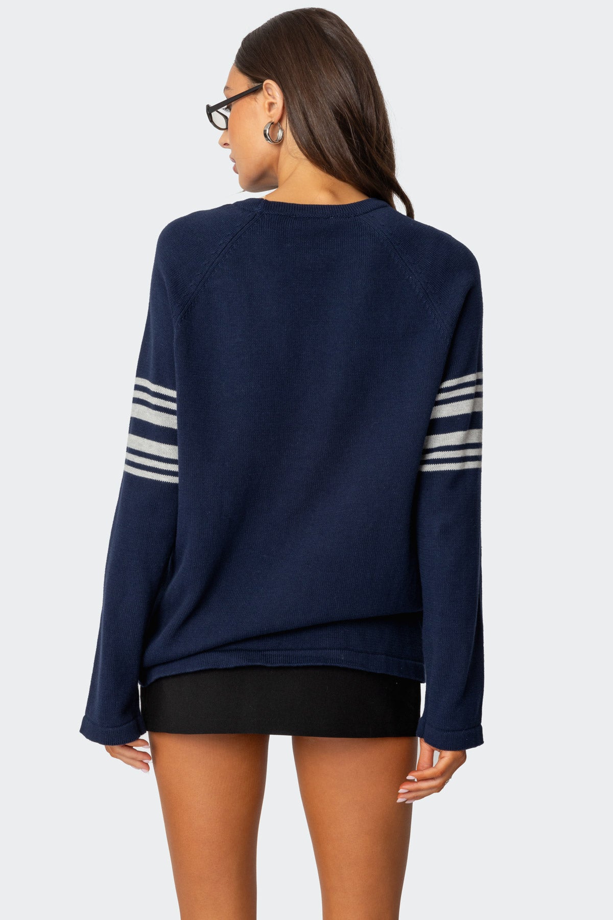 Contrast Stripe Oversized Knit Top - Image 5