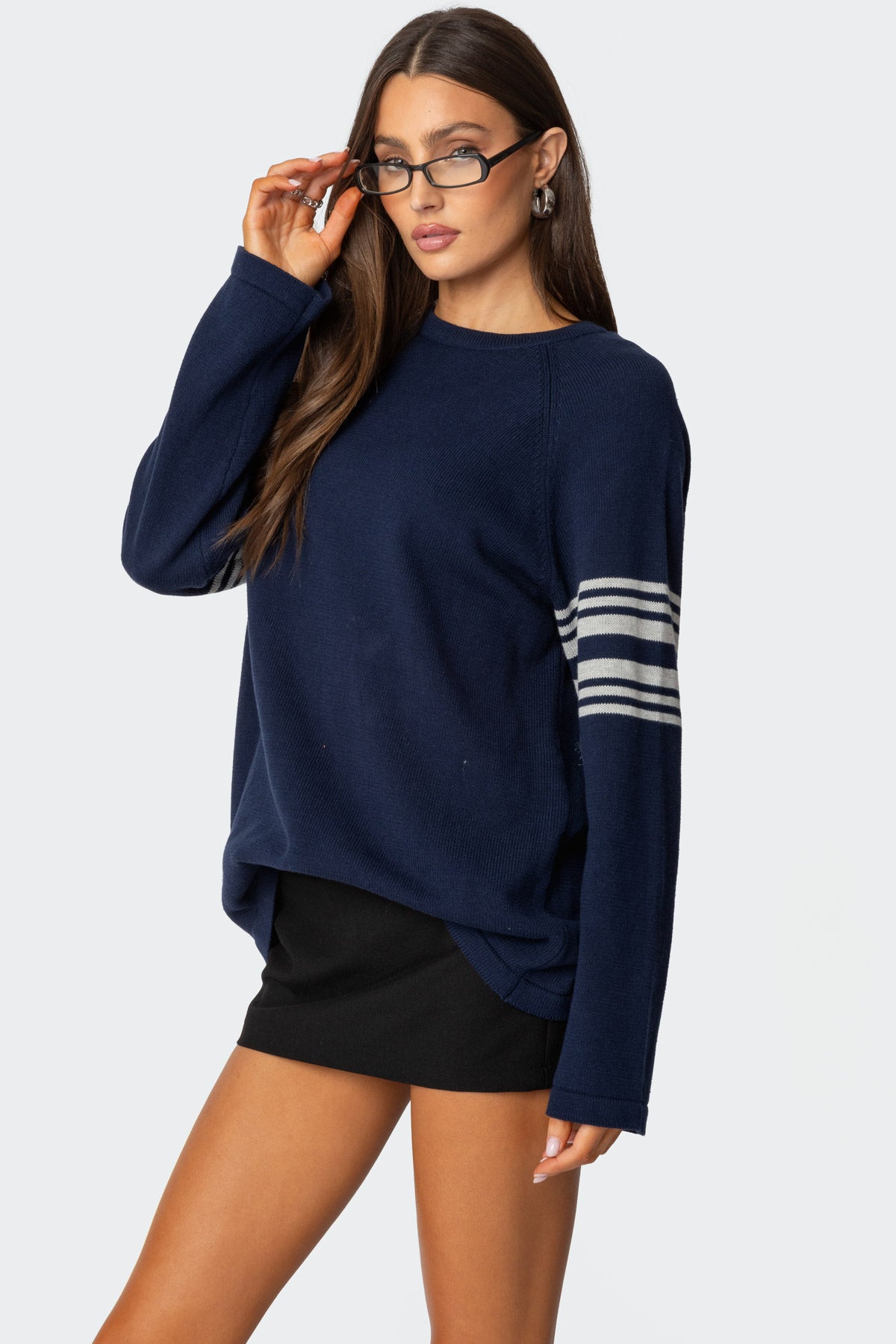 Contrast Stripe Oversized Knit Top - Image 3