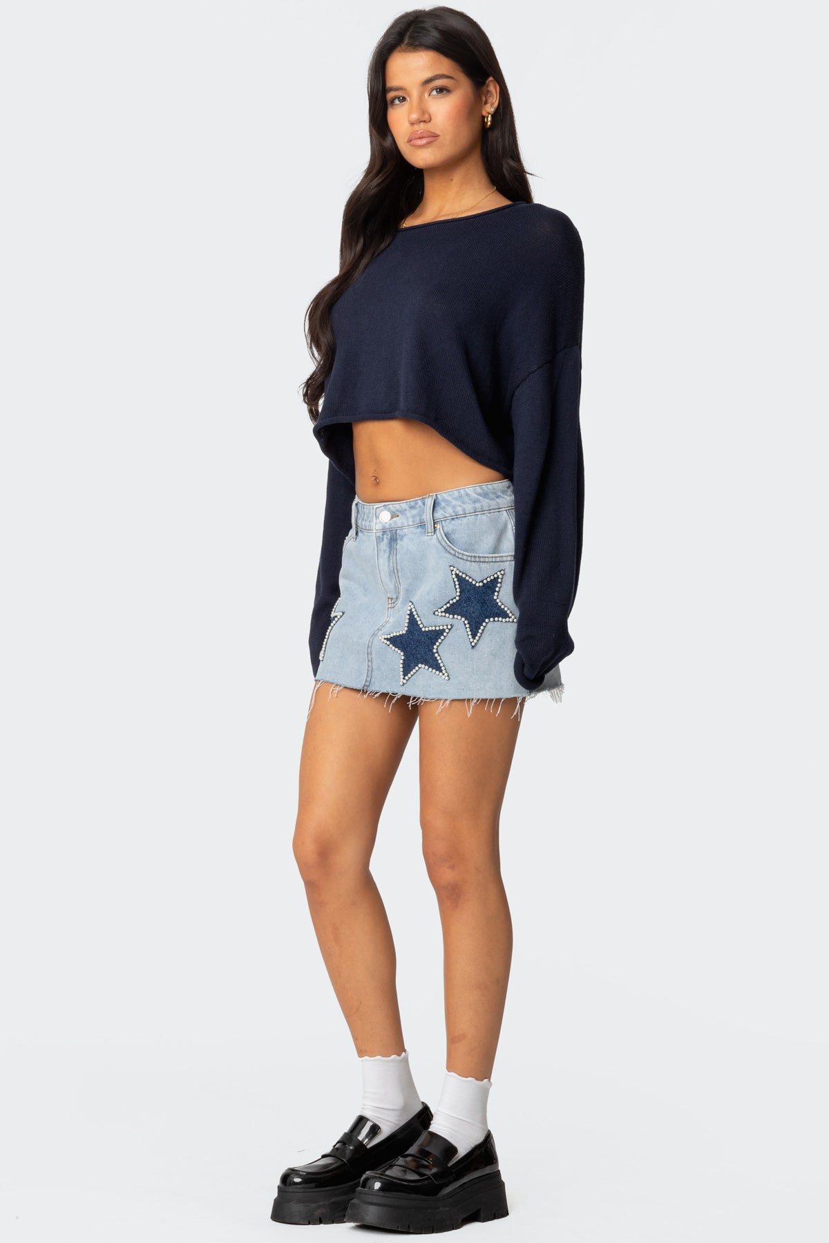 Shining Star Denim Mini Skirt - Image 3