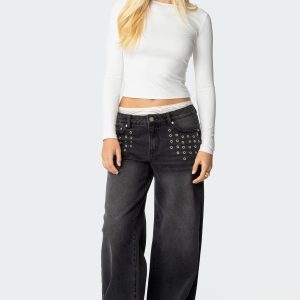 Grommet Low Rise Baggy Jeans