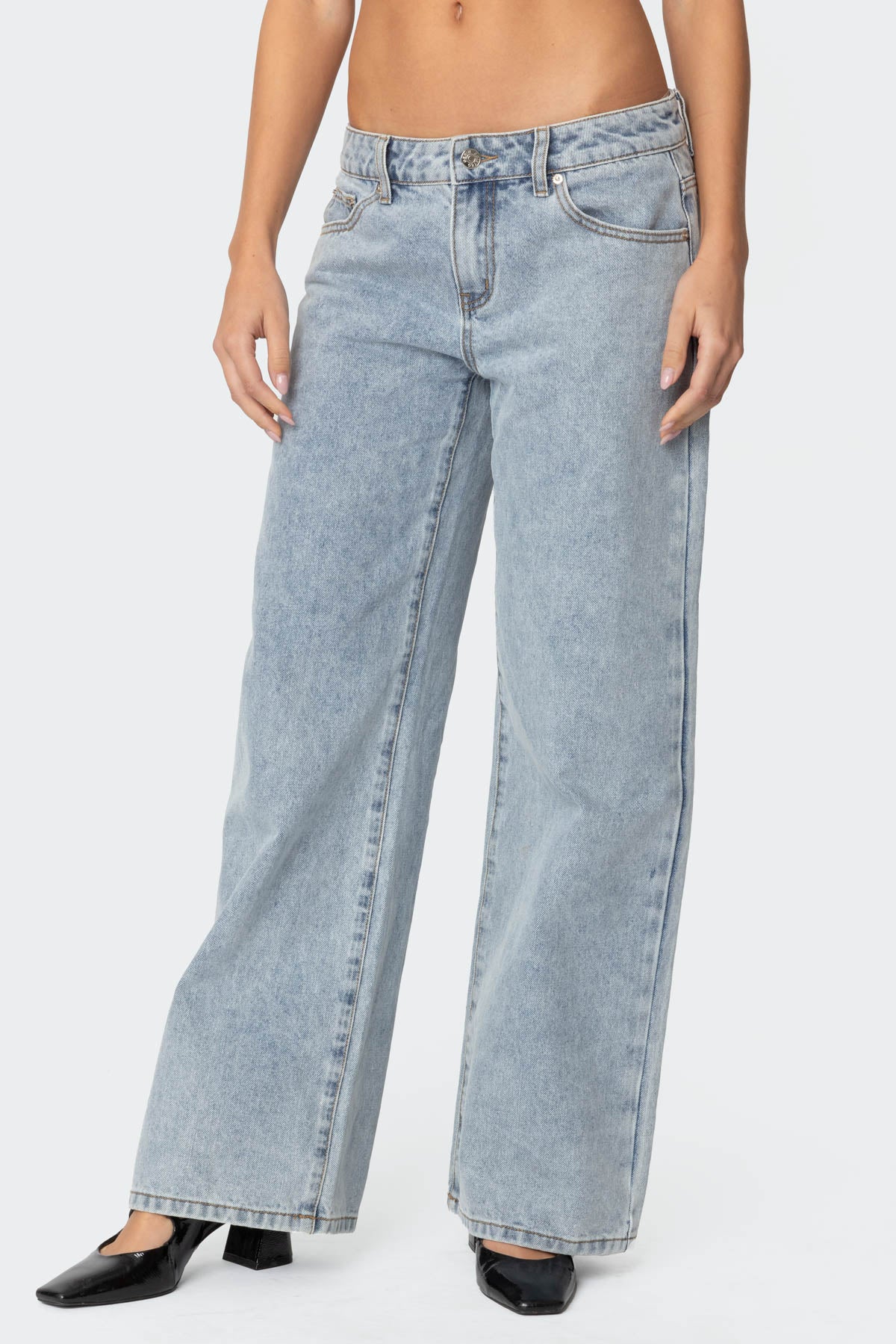 Contrast Heart Washed Low Rise Jeans - Image 2