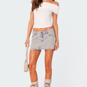 Vintage Washed Denim Mini Skirt