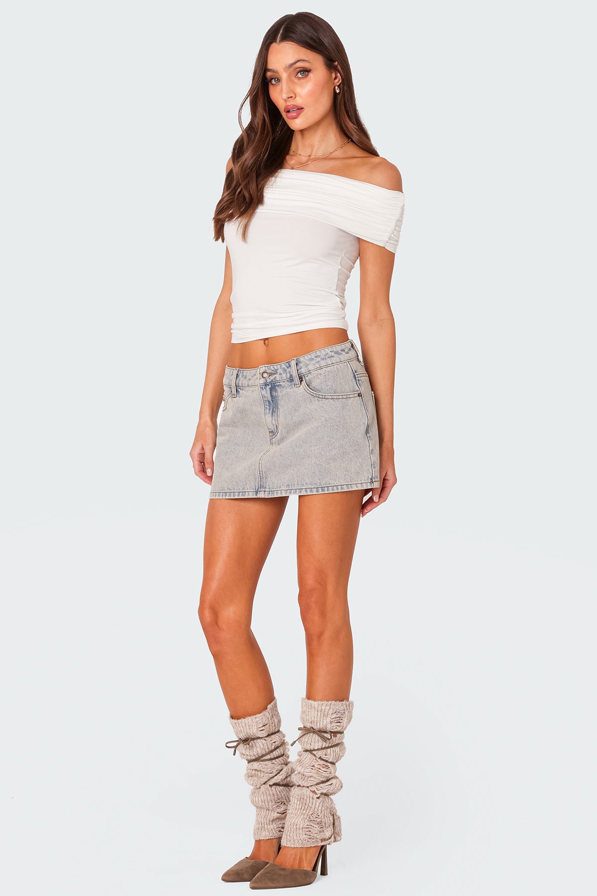 Vintage Washed Denim Mini Skirt - Image 3