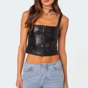 Simone Faux Leather Corset