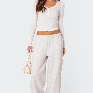Wide Leg Cargo Sweatpants