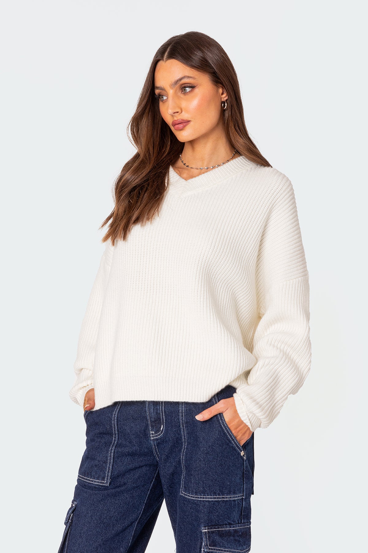 Denny Oversized V Neck Sweater - Image 3