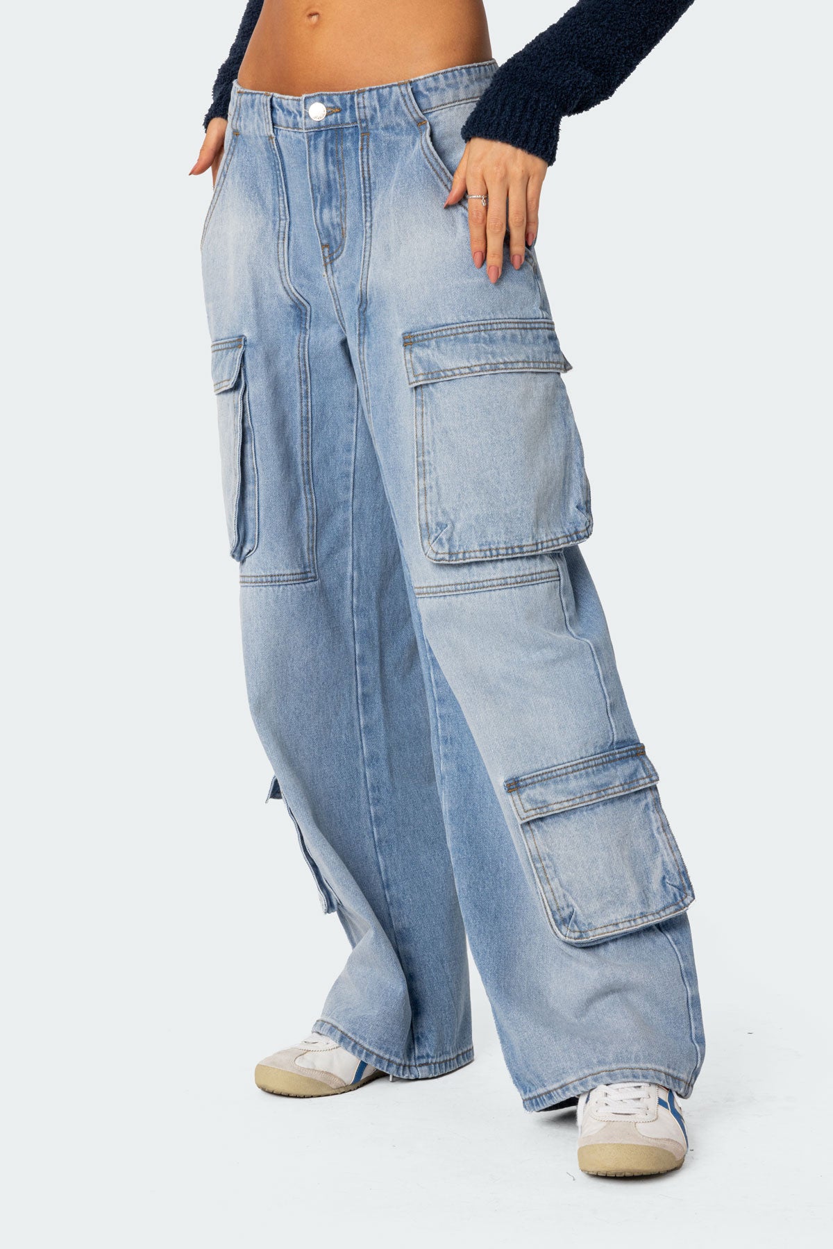 Tara Low Rise Denim Cargo Jeans - Image 4