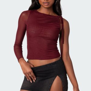 Jupiter One Shoulder Mesh Top
