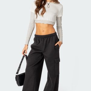 Wide Leg Cargo Sweatpants