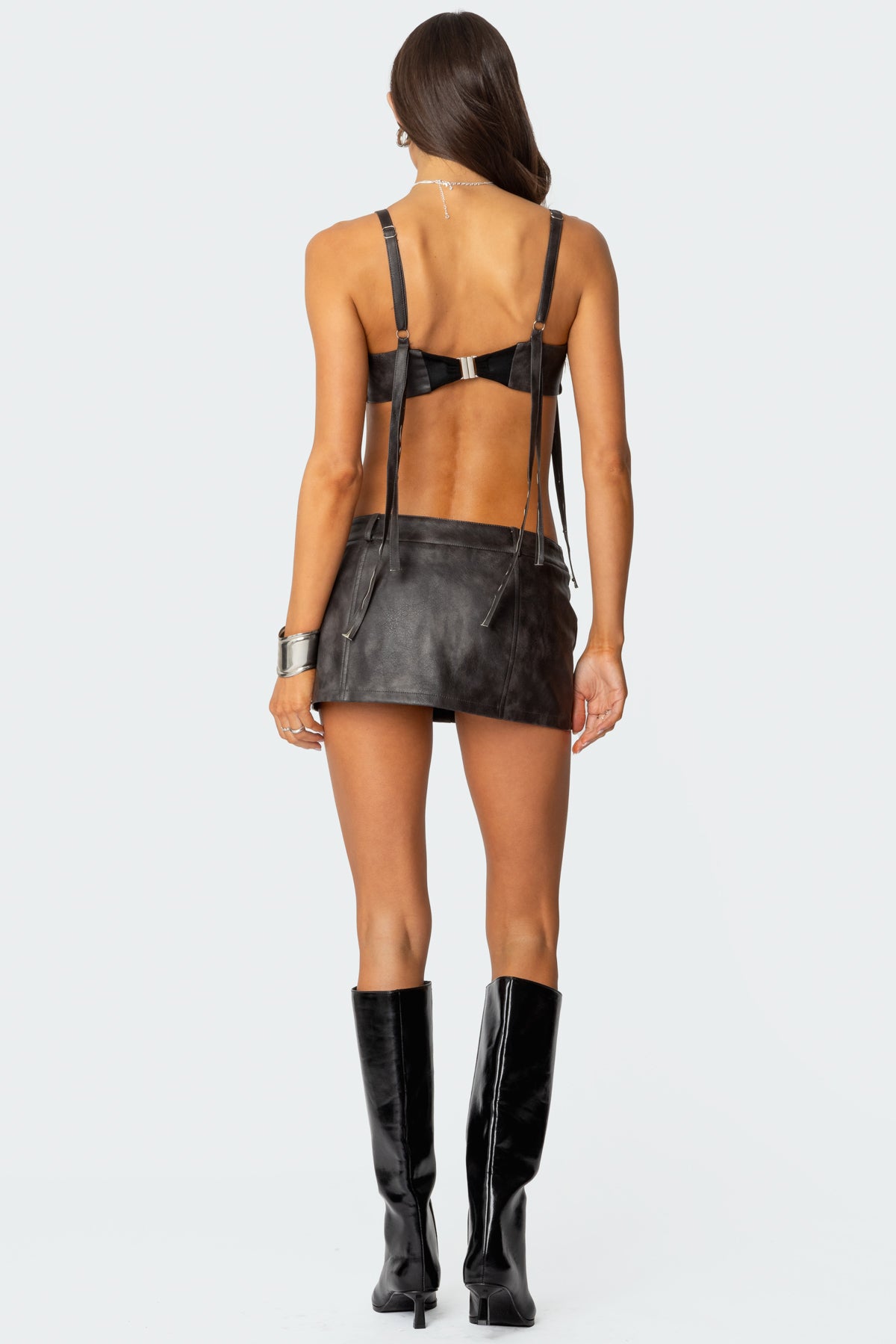 Sadaf Faux Leather Mini Skort - Image 5