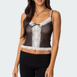 Polka Dot Sheer Mesh Tank Top