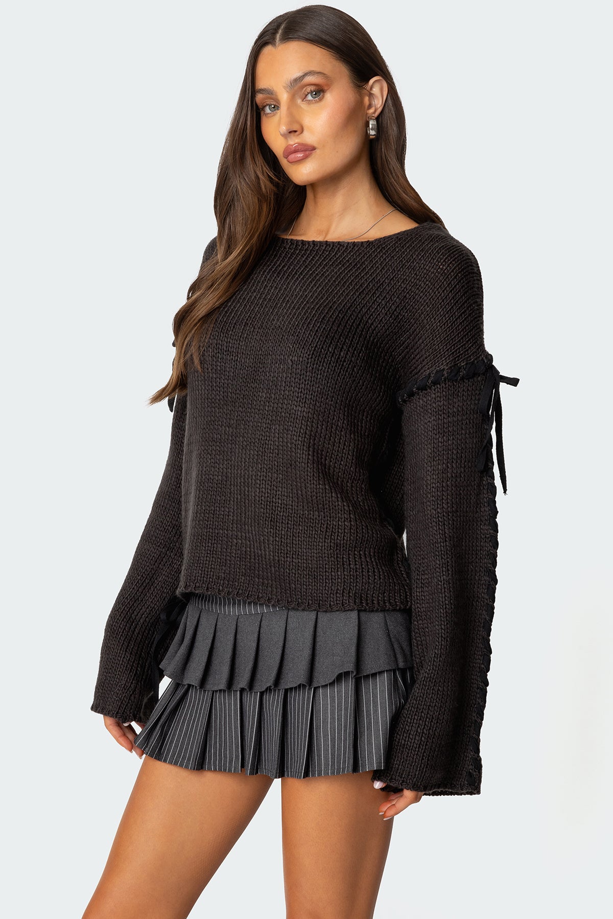 Amelia Lace Up Sleeve Sweater - Image 3